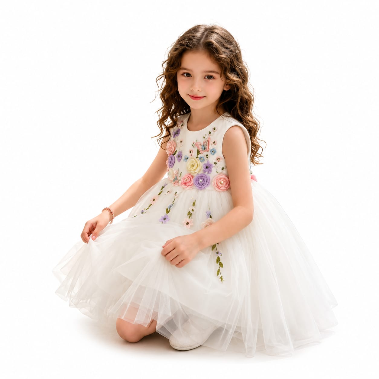 Floral Embroidered Tulle Dress